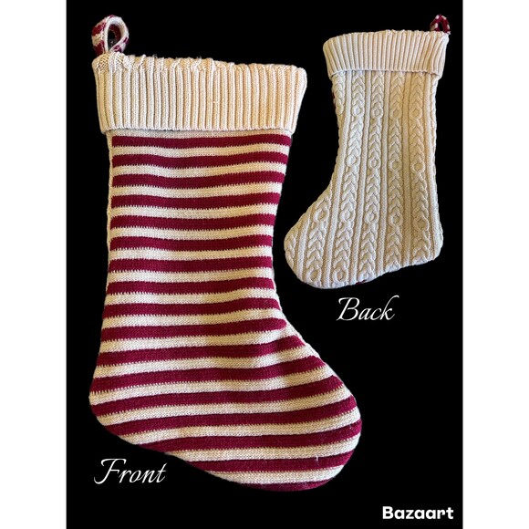 Upcycled Sweater Stocking, Wool Blend Sweater Christmas Stocking - Picture 1 of 4
